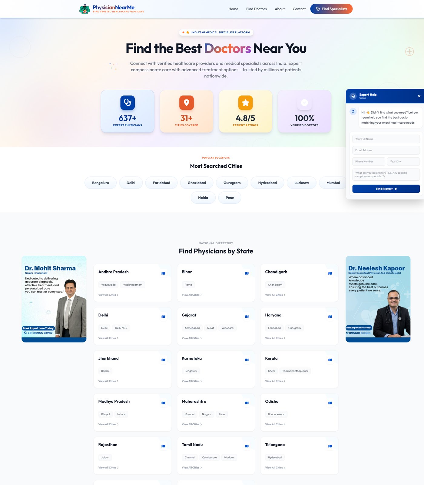 PhysicianNearMe — medical website built by DoubleSure